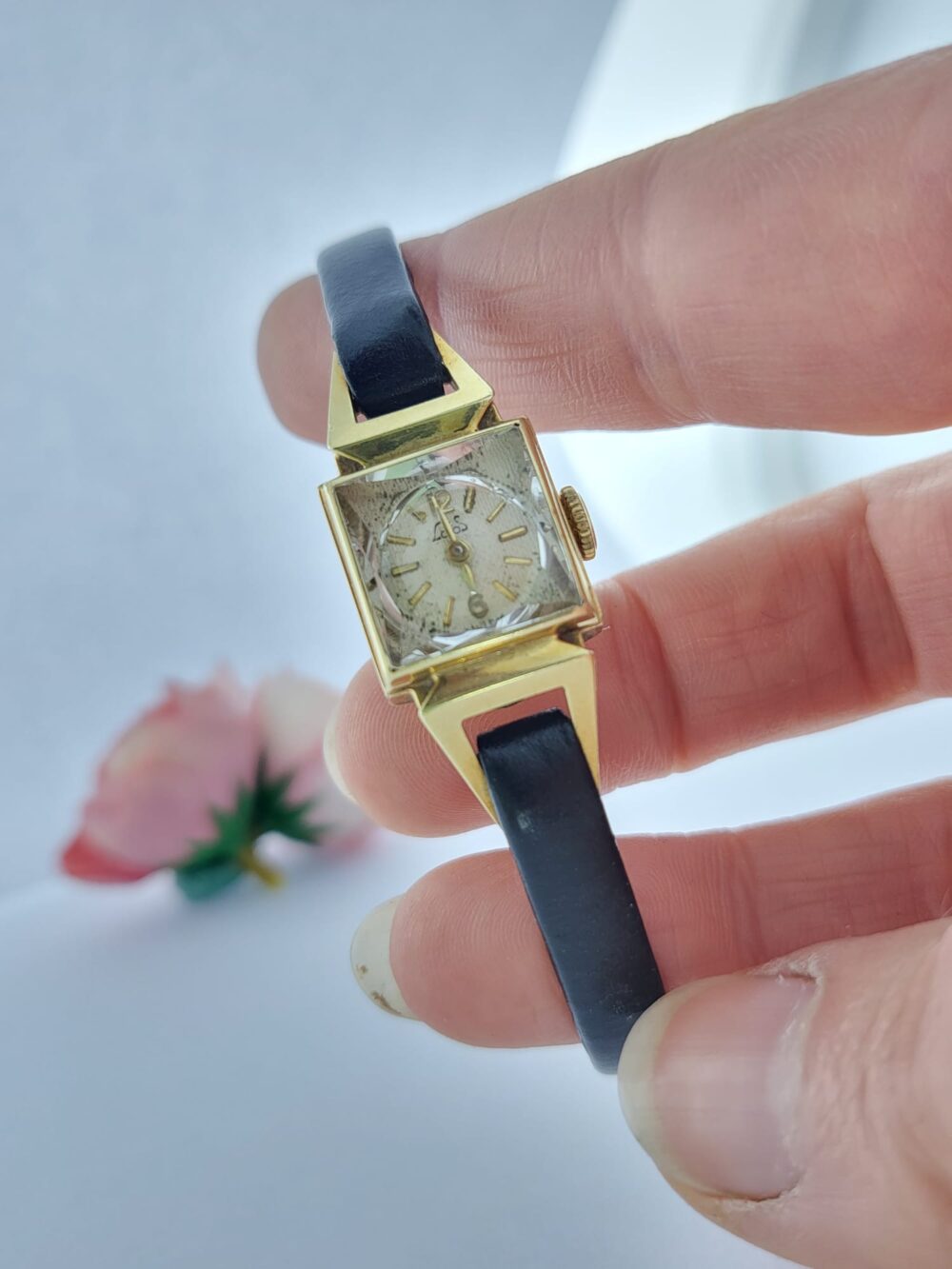 Cocktailuhr um 1950 Gelbgold